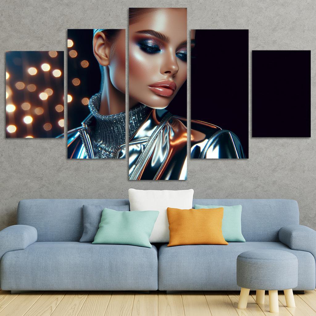Reflective Surfaces Metallic And Glossy Textures Multi-panel Paintings