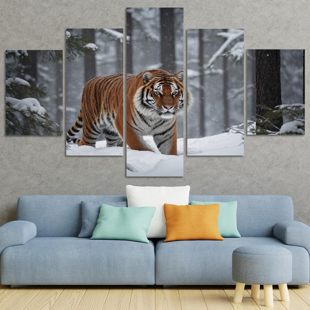 The Powerful Siberian Tiger The Forest's Ghost Canvas Paintings Frame