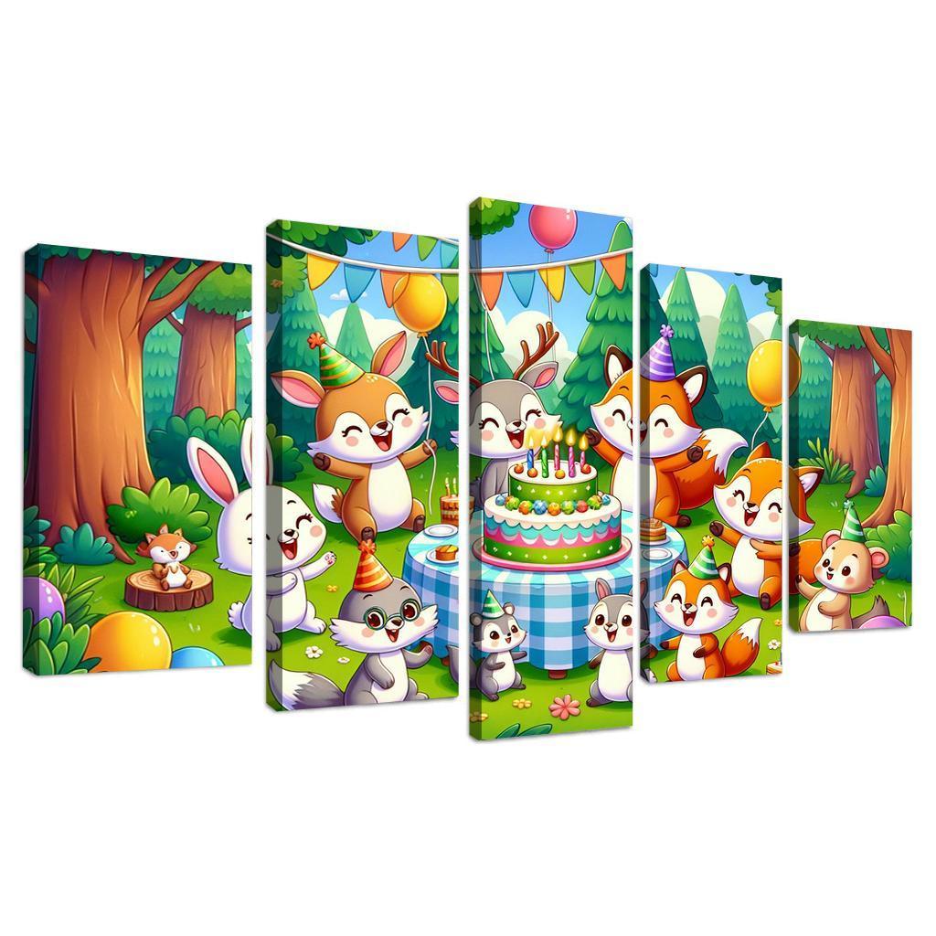 Whimsical Woodland Party 5 Piece HD Canvas Wall Art-Original Frame