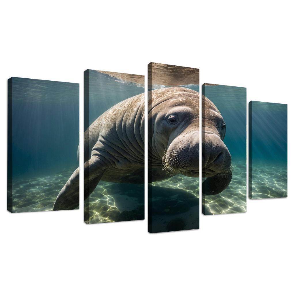 The Mysterious Manatee In Coastal Waters Framed Paintings