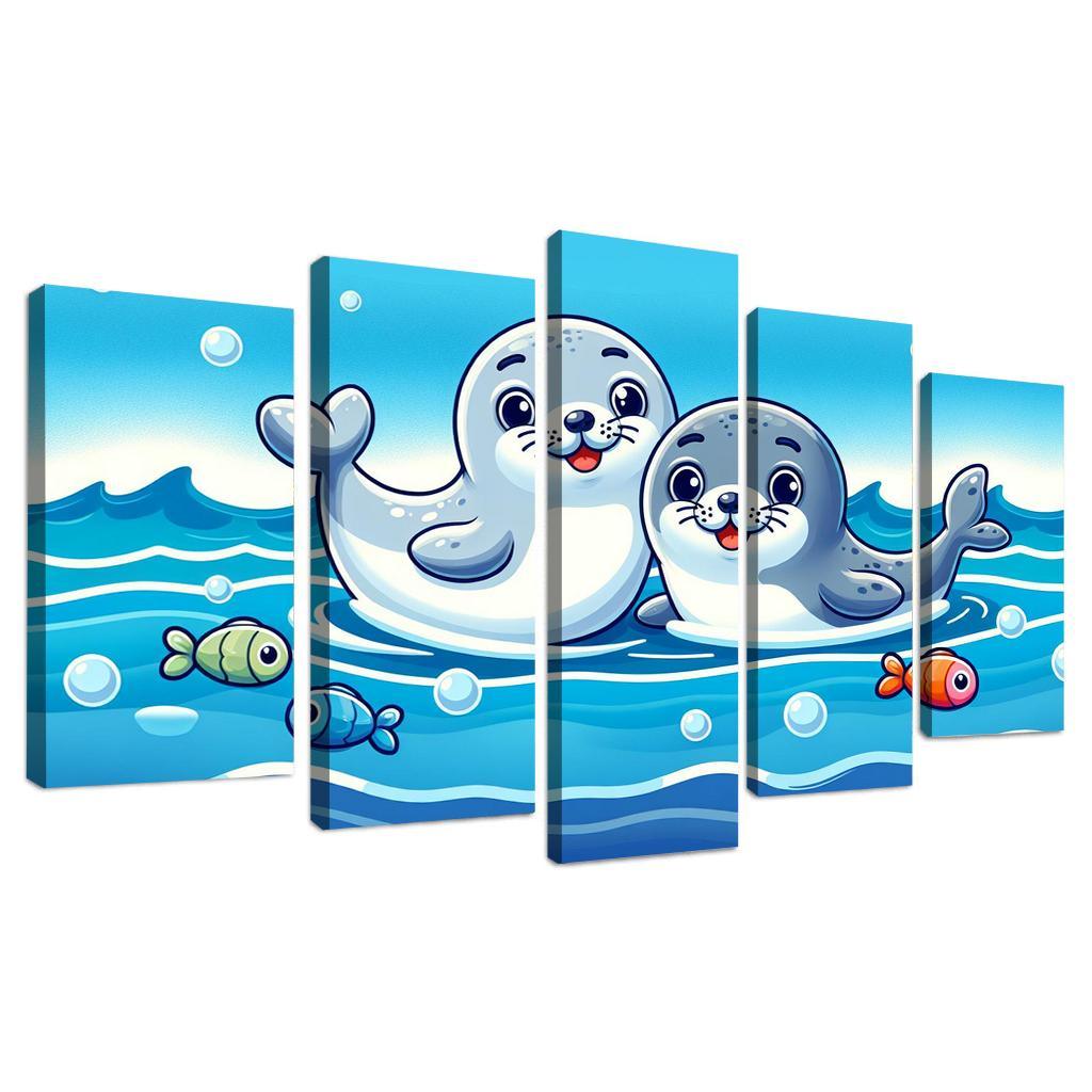 Silly Seals - Ocean Companions Framed Paintings