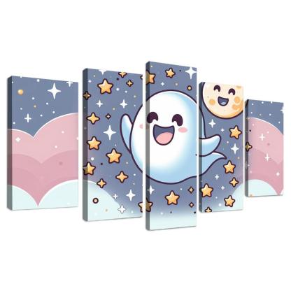 Giggly Ghost 5 Piece HD Canvas Wall Art-Original Frame