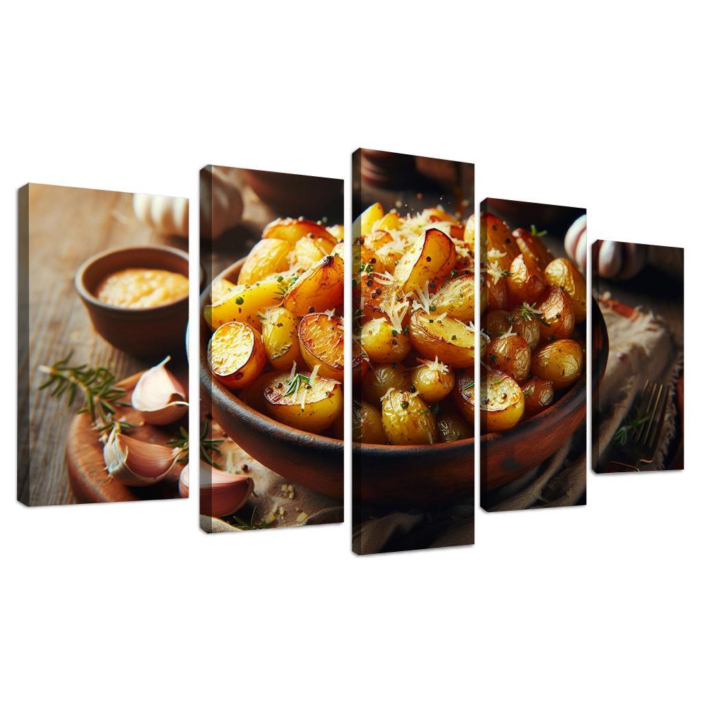 Herbed Garlic Parmesan Roasted Potatoes 5 Piece HD Canvas Wall Art-Original Frame