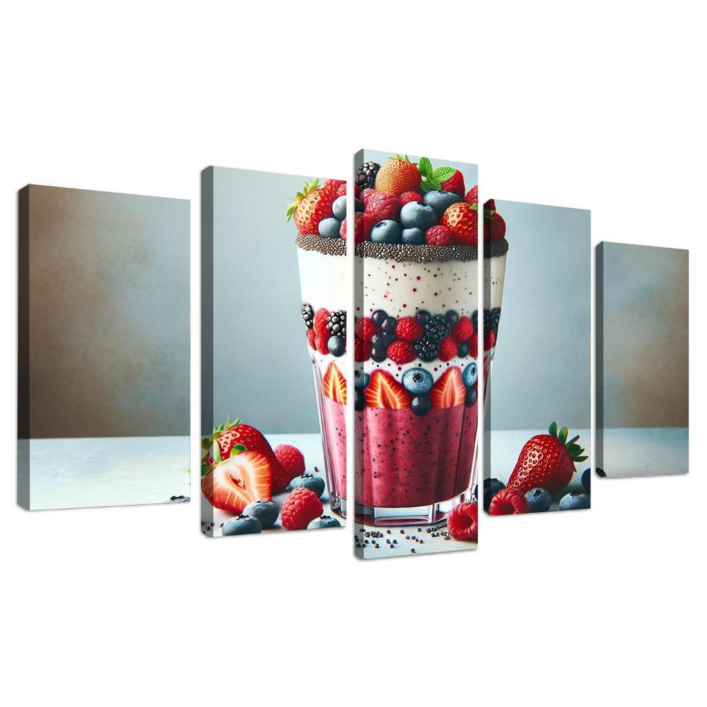 Almond Berry Bliss Smoothie 5 Piece HD Canvas Wall Art-Original Frame
