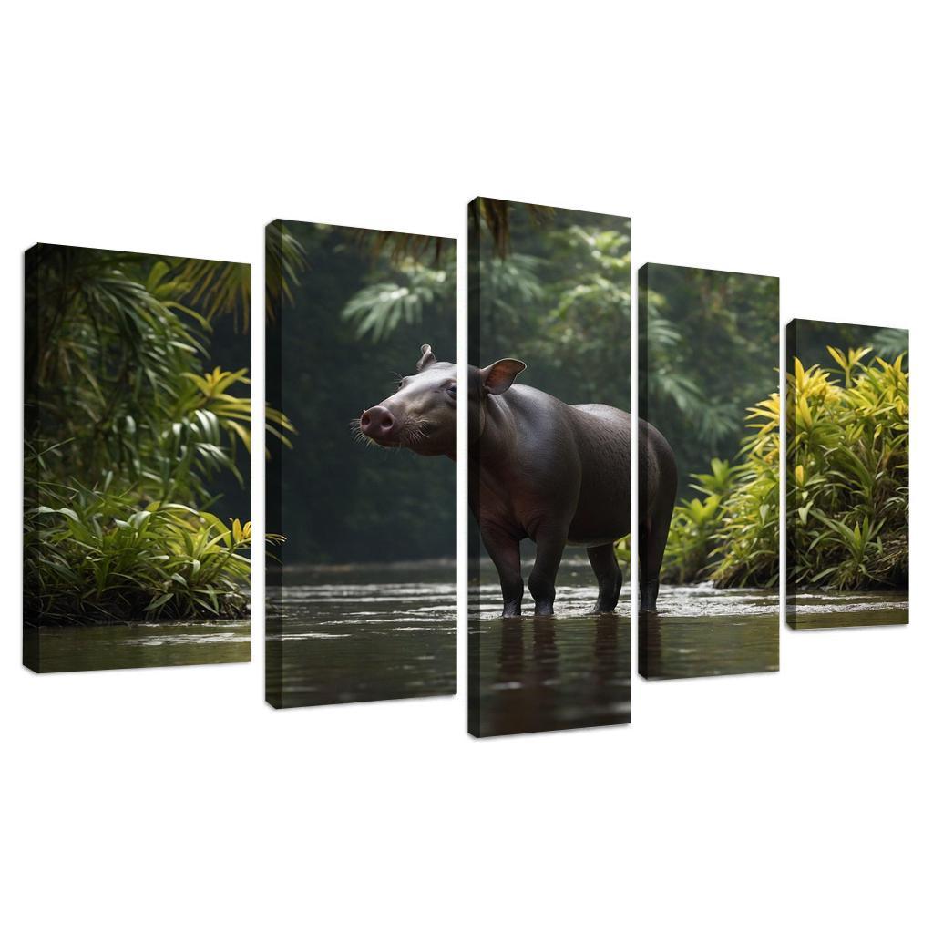 The Playful Baird's Tapir In The Rainforest Framed Paintings