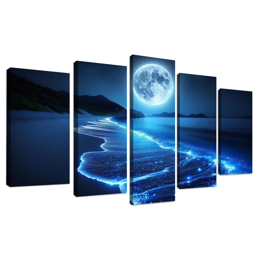 Moonlit Shores Nighttime Beach Adventure Custom Paintings Frame