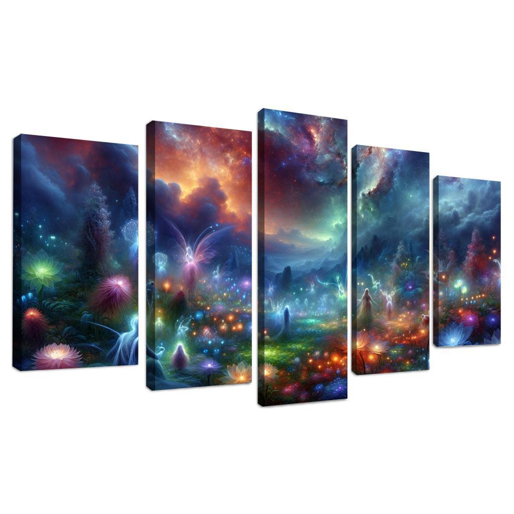 The Nebula Gardens 5 Piece HD Canvas Wall Art-Original Frame