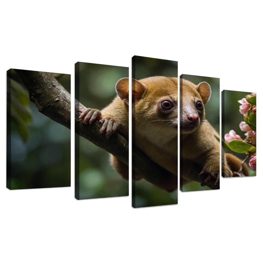 The Exotic Kinkajou In The Rainforest Canopy Framed Paintings