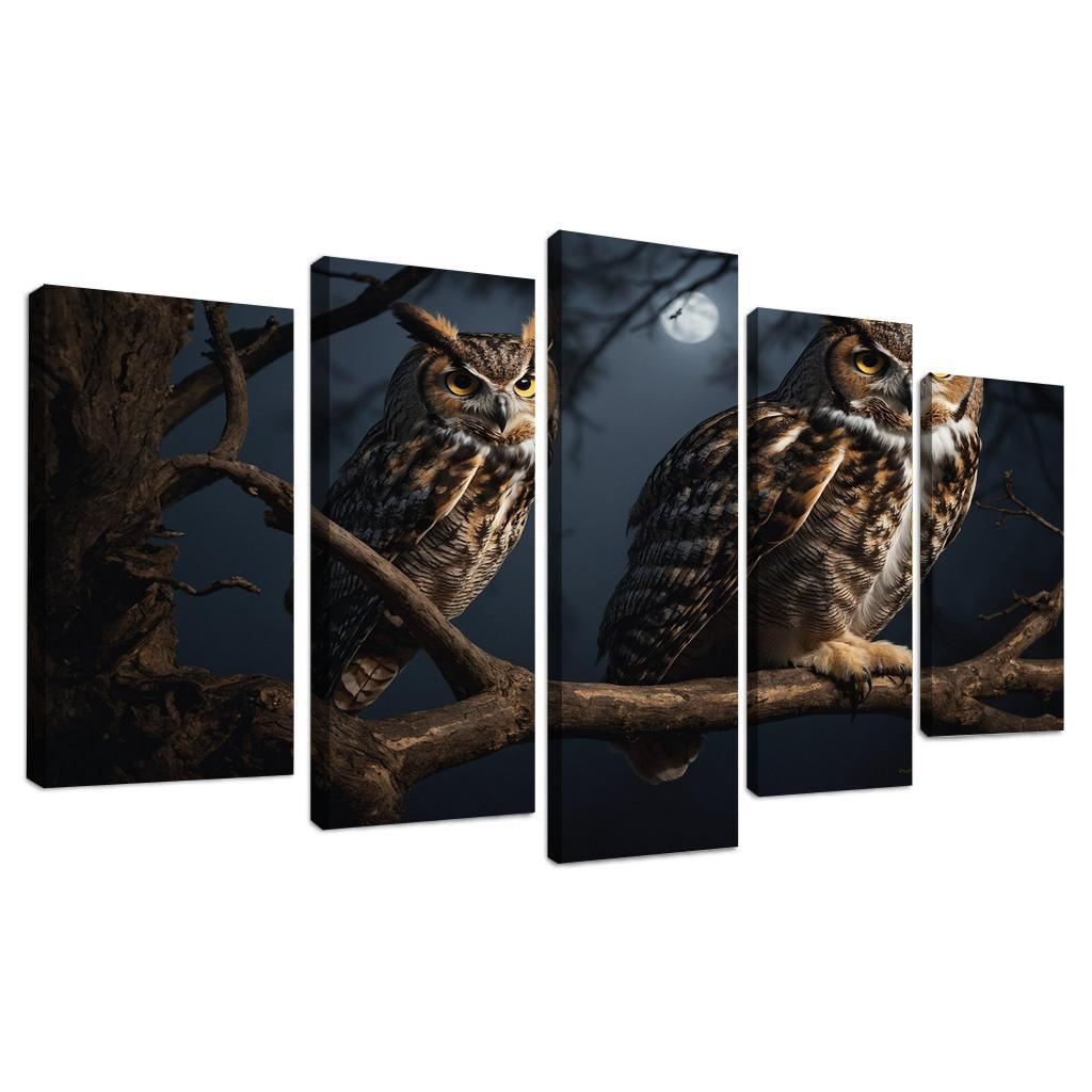 The Elegant Great Horned Owl Multi-panel Paintings