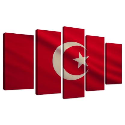 Legacy of the Crescent The Flag of Turkey 5 Piece HD Canvas Wall Art-Original Frame