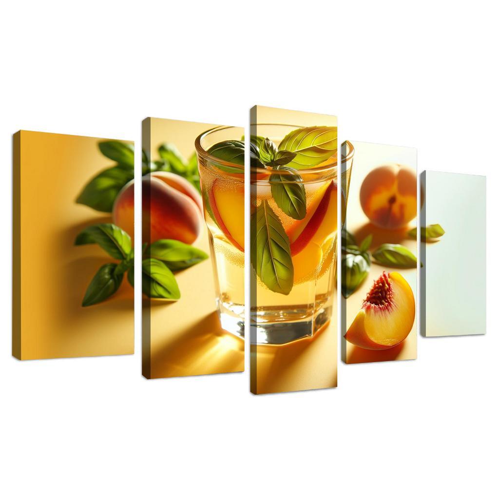 Peach Basil Infused Lemonade 5 Piece HD Canvas Wall Art-Original Frame