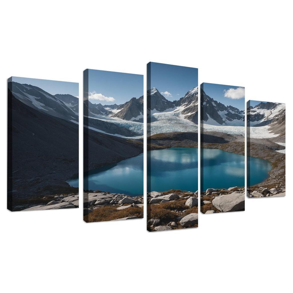 The Majestic Peaks Of Glacier Ridge Modern Paintings Frame