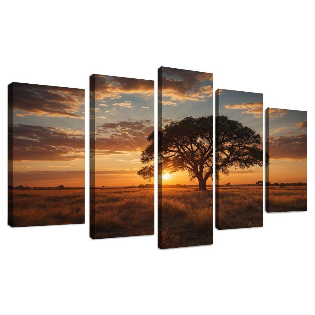 The Glowing Vistas Of Sunset Over The Plains Multi-panel Paintings