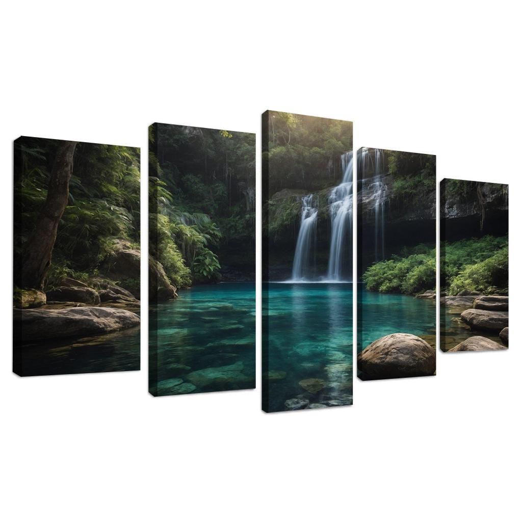 The Cascade Falls Of Sapphire Brook Modern Paintings Frame