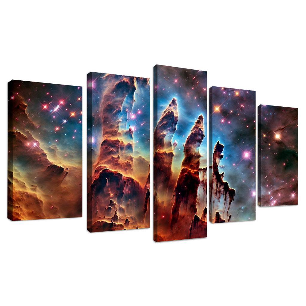 The Majestic Pillars of Creation 5 Piece HD Canvas Wall Art-Original Frame