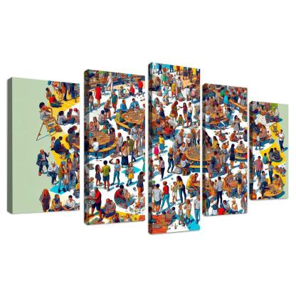 Shared Spaces Celebrating Community And Togetherness Multi-panel Paintings