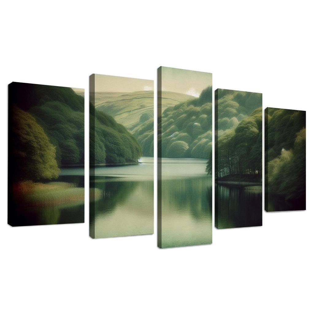 The Serene Vista Of Calm Lake Custom Paintings Frame