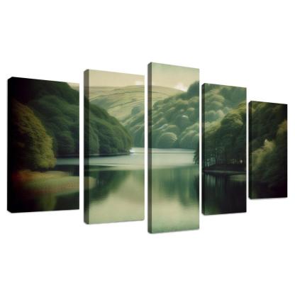 The Serene Vista Of Calm Lake Custom Paintings Frame
