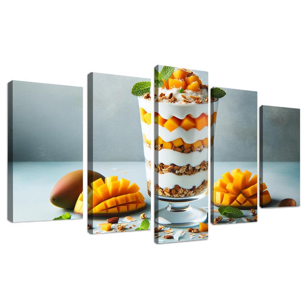 Creamy Coconut Mango Parfait 5 Piece HD Canvas Wall Art-Original Frame