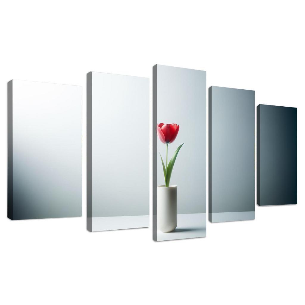 Botanical Minimalism A Single Stem Elegance 5 Piece HD Canvas Wall Art-Original Frame