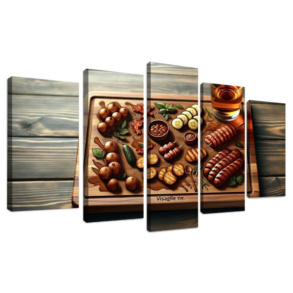 Artisan Wood Serving Board 5 Piece HD Canvas Wall Art-Original Frame