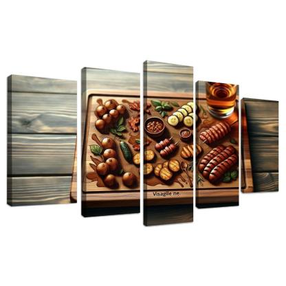 Artisan Wood Serving Board 5 Piece HD Canvas Wall Art-Original Frame