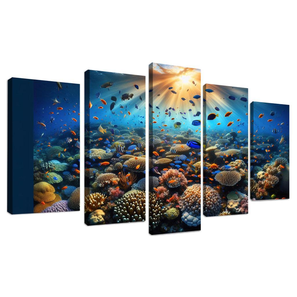Sunset Reef Snorkel Under Vibrant Colors Custom Paintings Frame