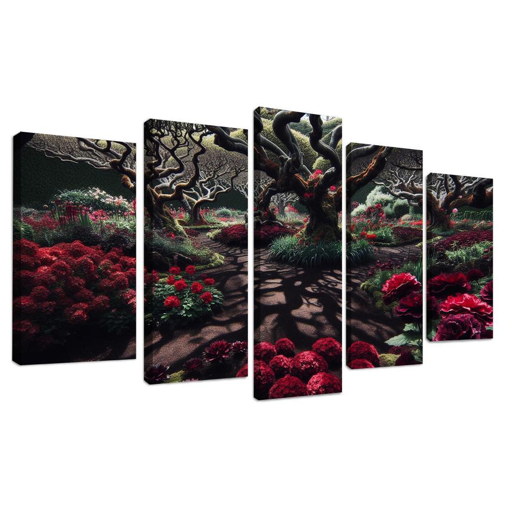Eclipsed Garden Nature's Gothic Rebirth 5 Piece HD Canvas Wall Art-Original Frame