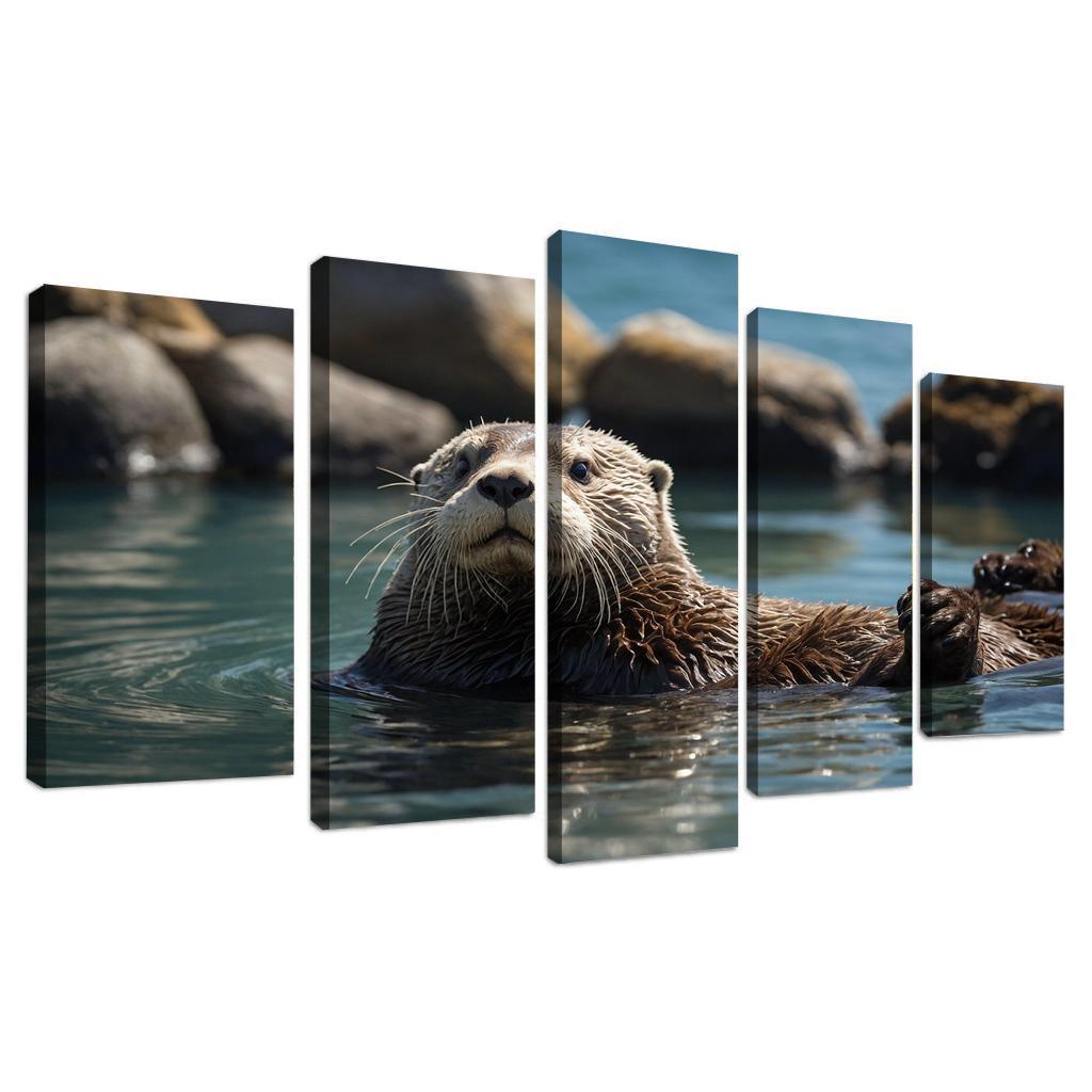 The Playful Sea Otter In Coastal Waters Canvas Paintings Frame