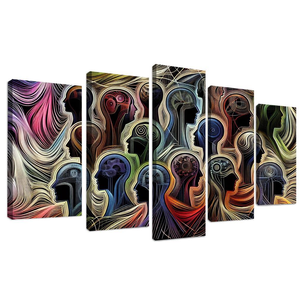 Threads of Resilience Art on Mental Health Awareness 5 Piece HD Canvas Wall Art-Original Frame