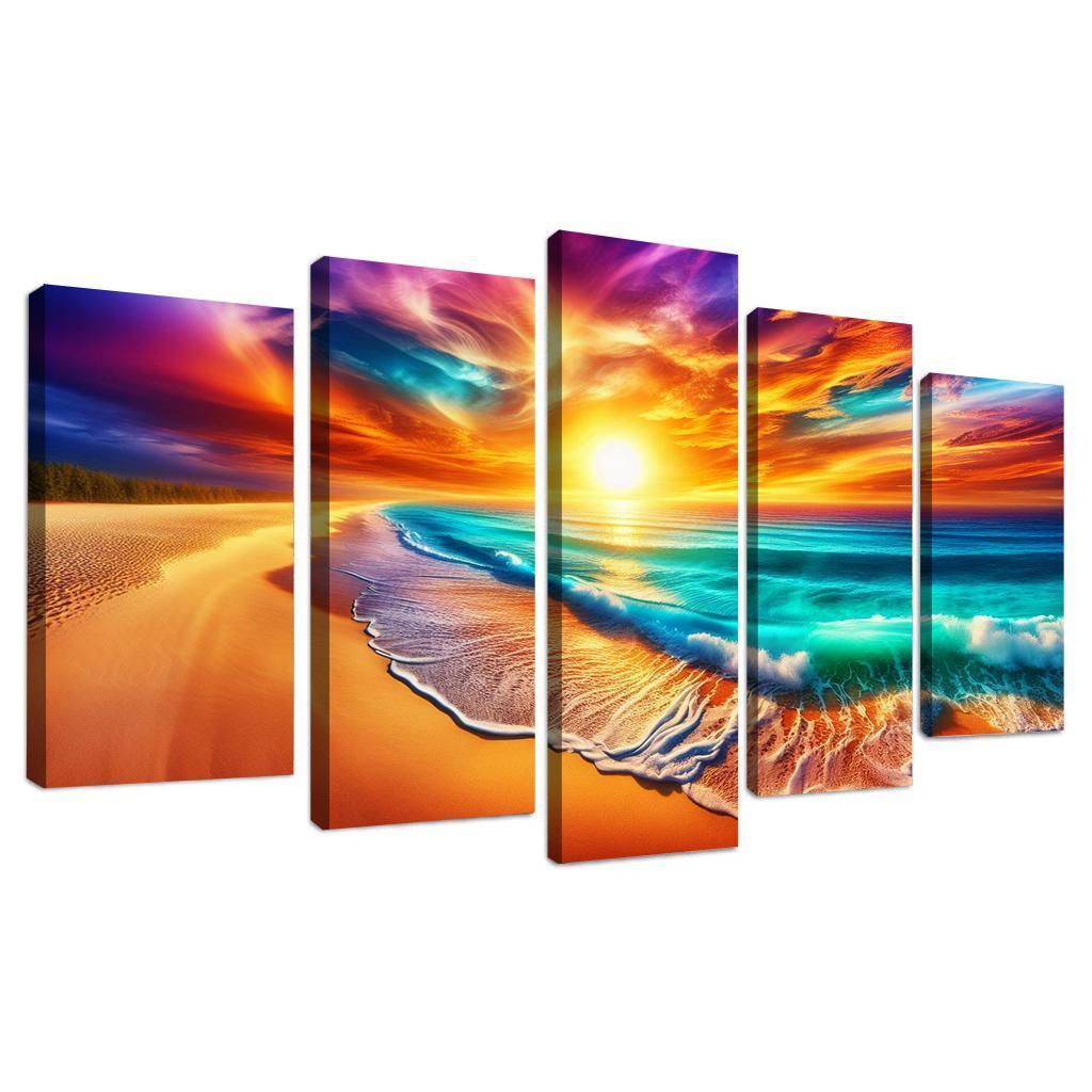 Golden Horizon Beach Modern Paintings Frame