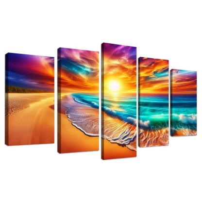 Golden Horizon Beach Modern Paintings Frame