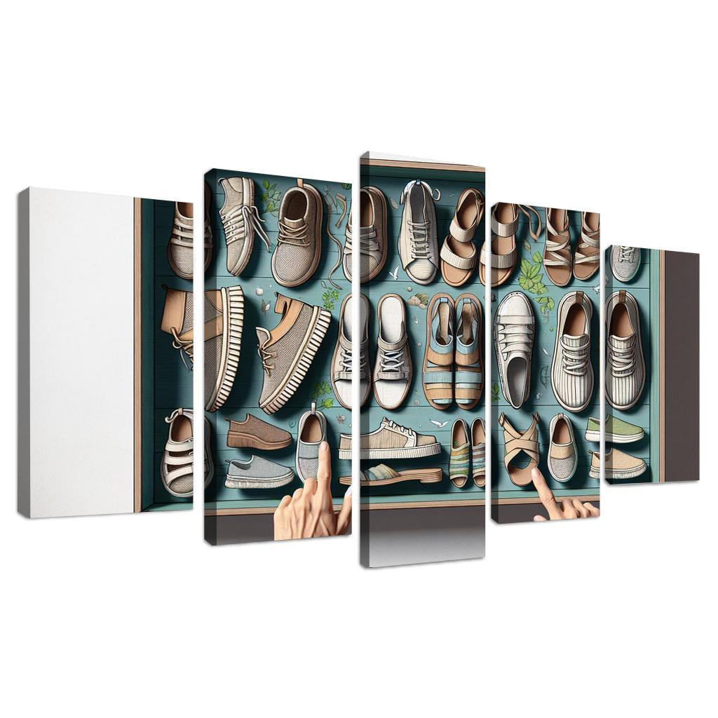 Sustainable Footwear Eco-Conscious Styles 5 Piece HD Canvas Wall Art-Original Frame