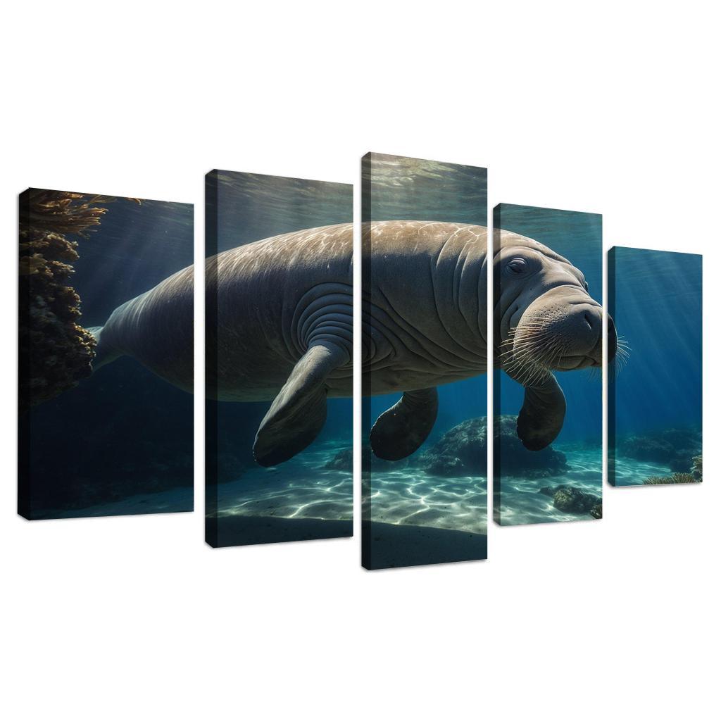 The Graceful Manatee Gentle Sea Cow Canvas Paintings Frame