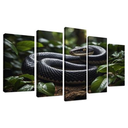 The Striking King Cobra In A Rainforest Setting Framed Paintings