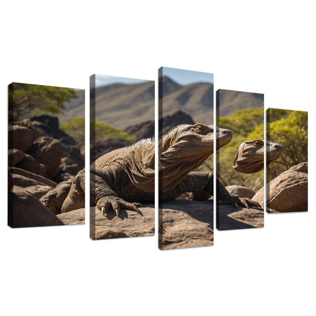 The Mysterious Komodo Dragon On An Island Trail Framed Paintings