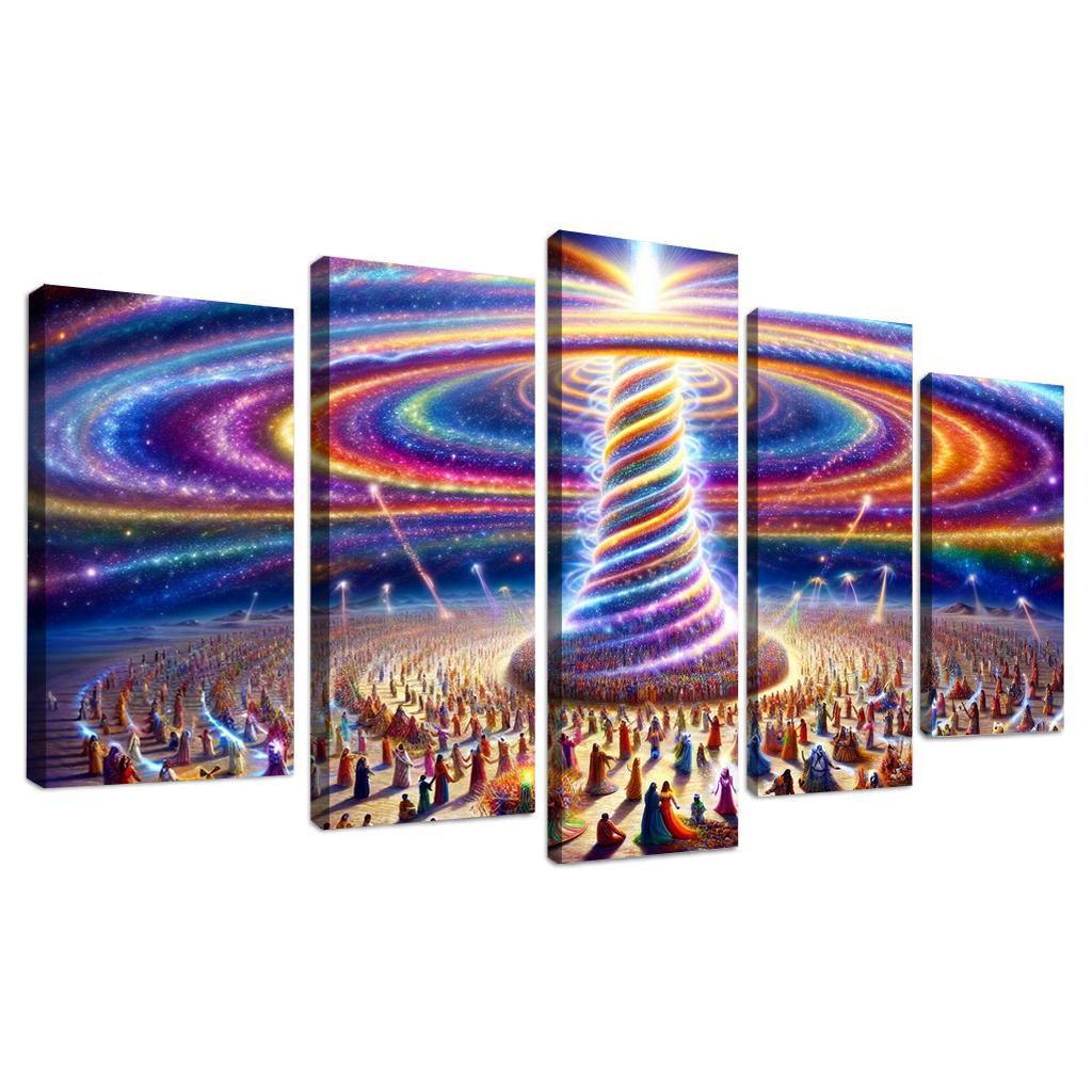 The Aetheric Spiral 5 Piece HD Canvas Wall Art-Original Frame