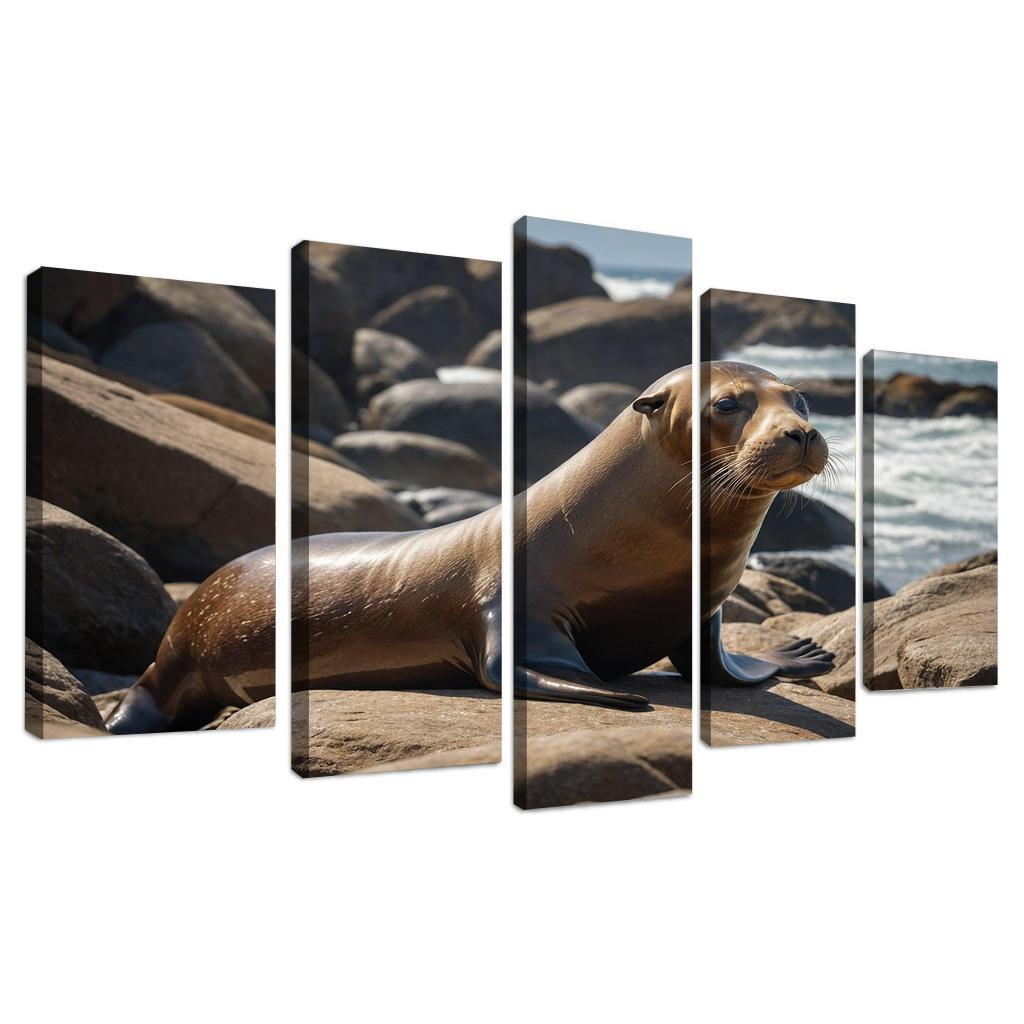 The Playful Sea Lion Acrobats Of The Ocean Canvas Paintings Frame