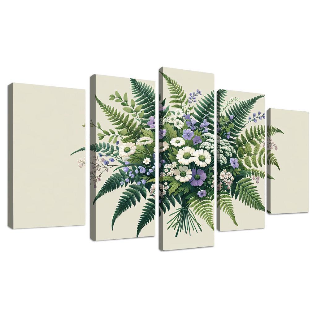 Enchanted Forest Blooms A Woodland Bouquet 5 Piece HD Canvas Wall Art-Original Frame