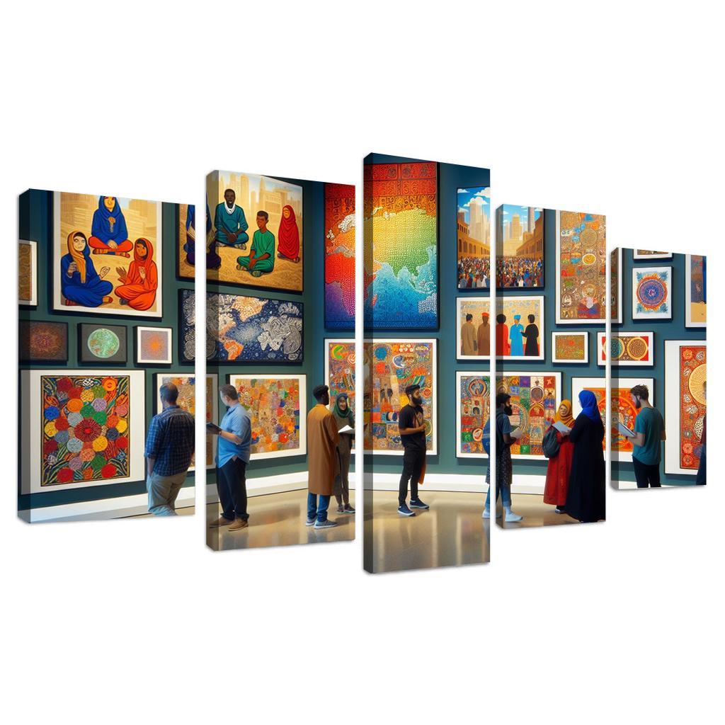 Bridging Cultures Artistic Exploration Of Global Heritage Multi-panel Paintings