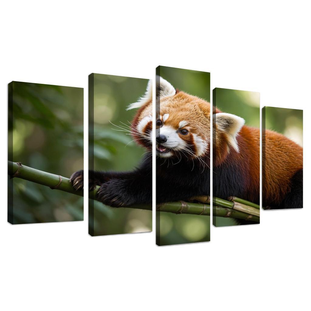 The Enigmatic Red Panda In The Bamboo Forest Framed Paintings