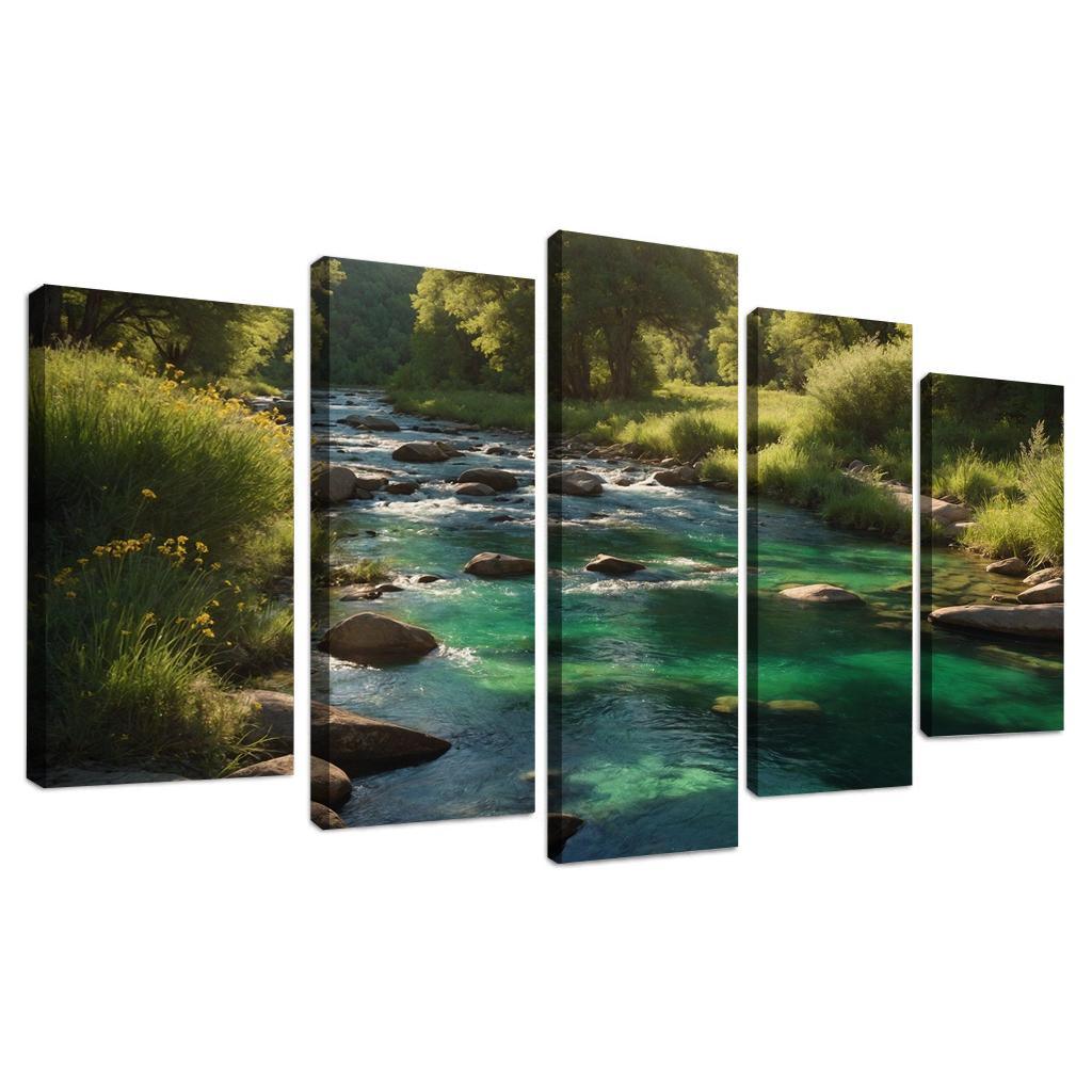 The Harmonious Flow Of Emerald Rivers Oil Paintings Frame