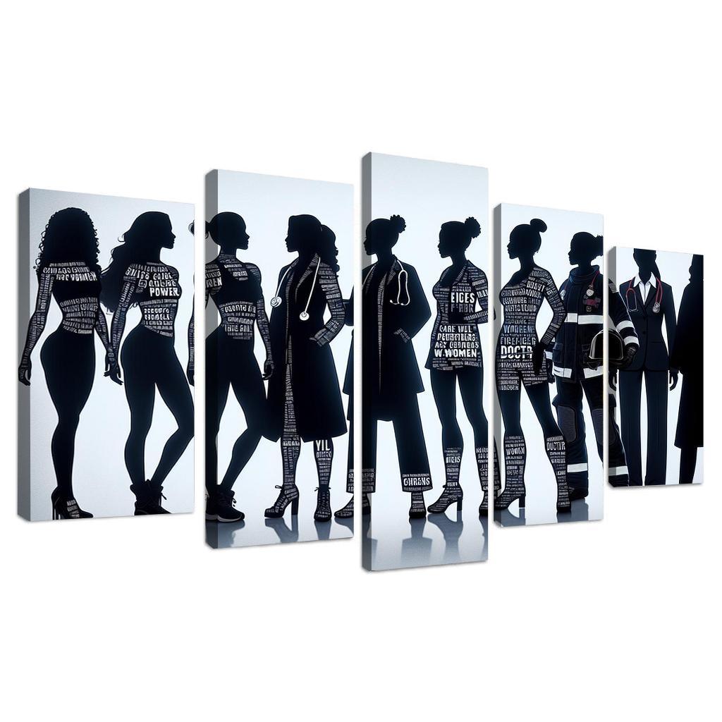 Voices of Change Empowering Women through Art 5 Piece HD Canvas Wall Art-Original Frame