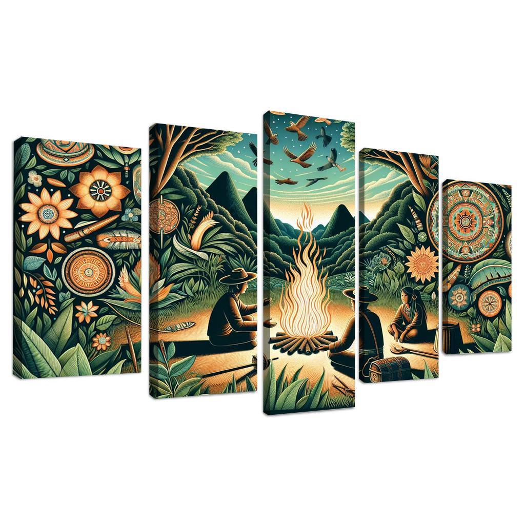 Echoes of the Past Preserving Indigenous Cultures 5 Piece HD Canvas Wall Art-Original Frame