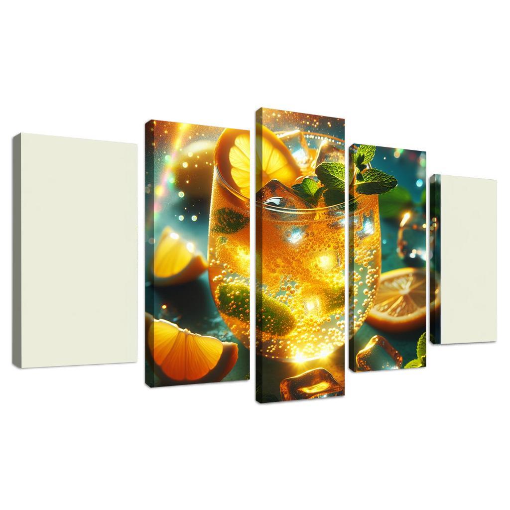 Golden Turmeric Ginger Lemonade 5 Piece HD Canvas Wall Art-Original Frame