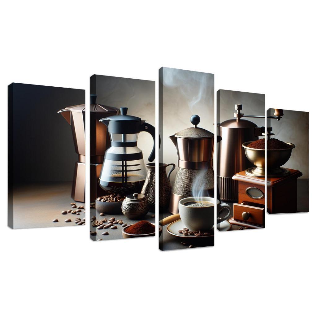 Home Brewed Coffee The Art of Crafting Perfection 5 Piece HD Canvas Wall Art-Original Frame