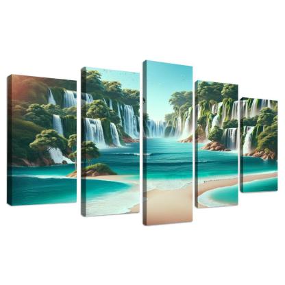 Secret Waterfalls Beach A Hidden Oasis Canvas Paintings Frame