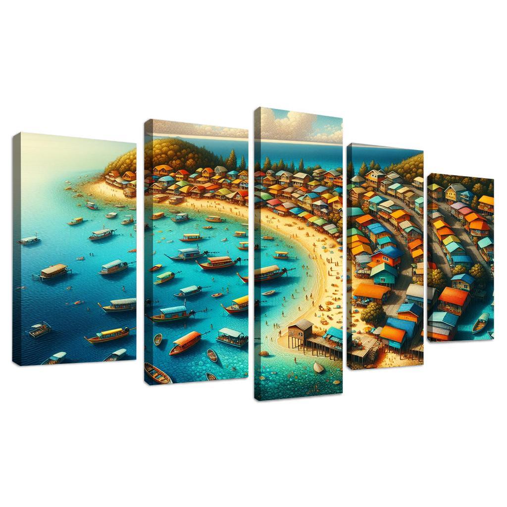 Rainbow Reef Beach Modern Paintings Frame