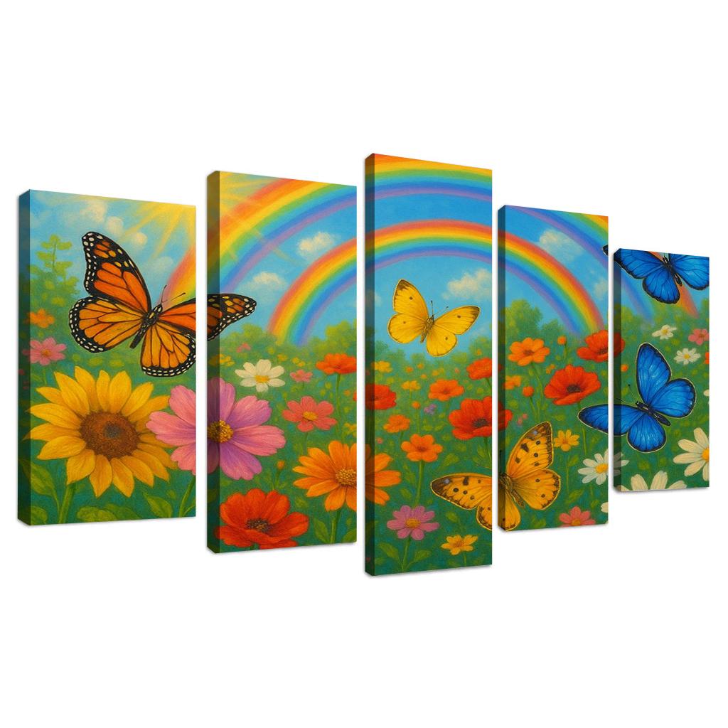Rainbow Garden - Magical Nature Scene Framed Paintings