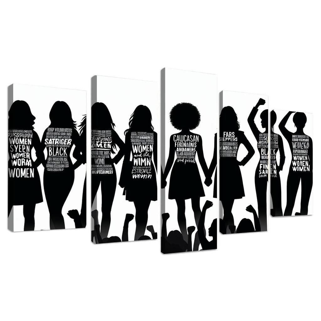 Voices of Change Empowering Women through Art 5 Piece HD Canvas Wall Art-Original Frame